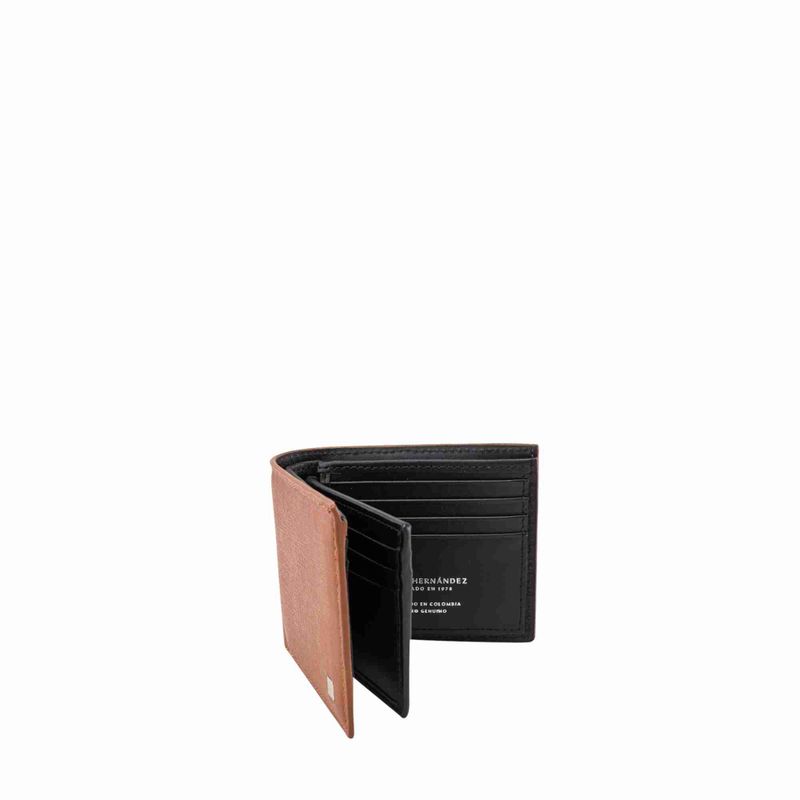 Billetera extraplana con inserto caramelo negro Roble