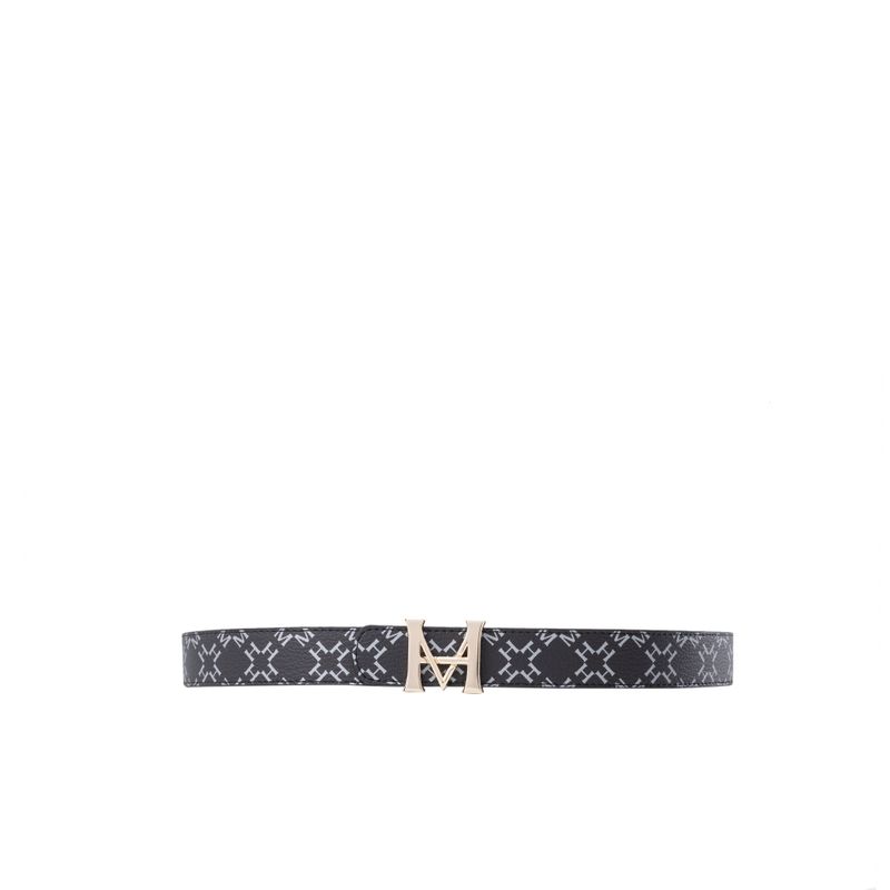 Cinturon mujer casual monograma doble faz 3 cm negro primario