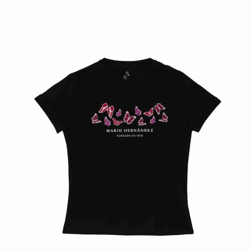 Camiseta mariposas iris negro Tierra Arriba