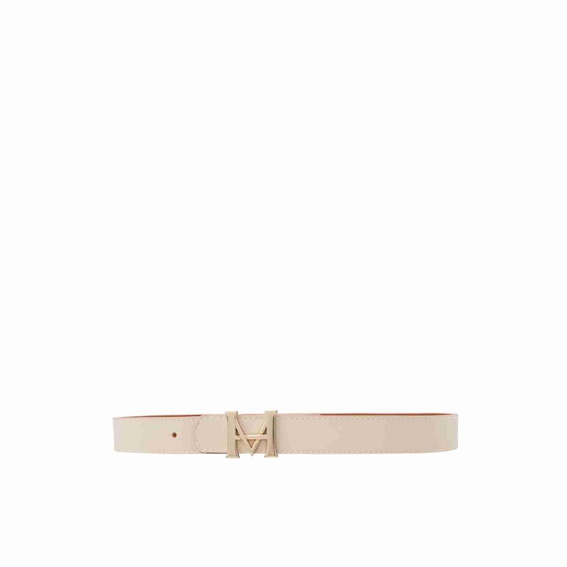 Cinturon mujer casual monograma doble faz 3 cm blanco coñac