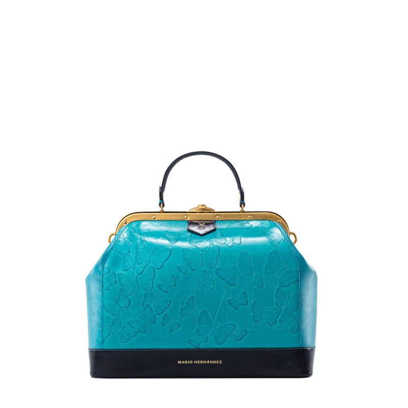 Satchel barbara aqua Mariposas