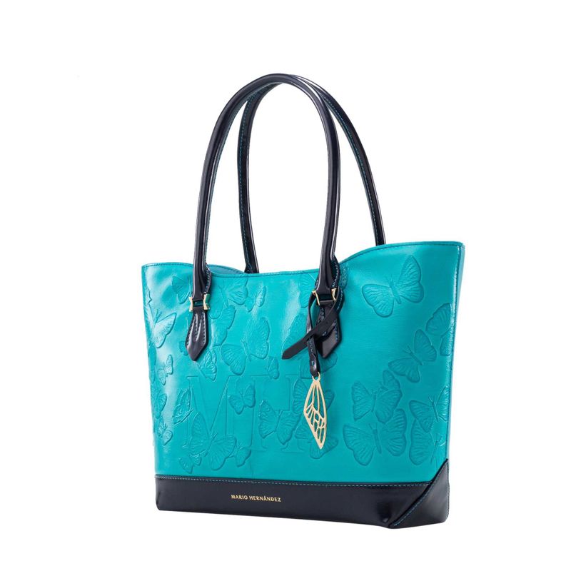 Tote alas mediano aqua Mariposas