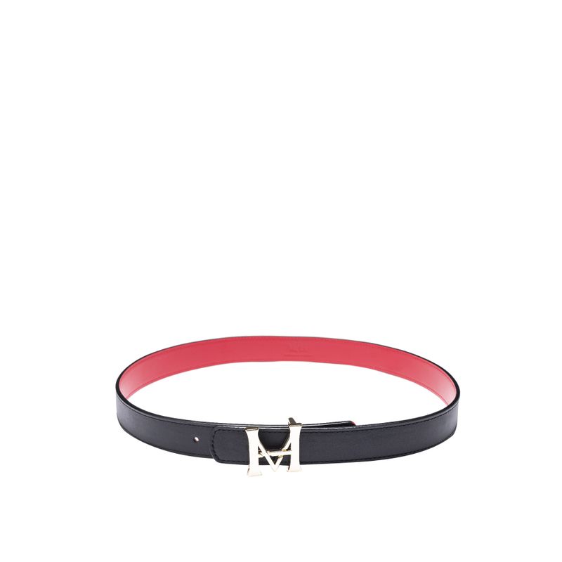 Cinturon monograma doble faz nero rosso charol