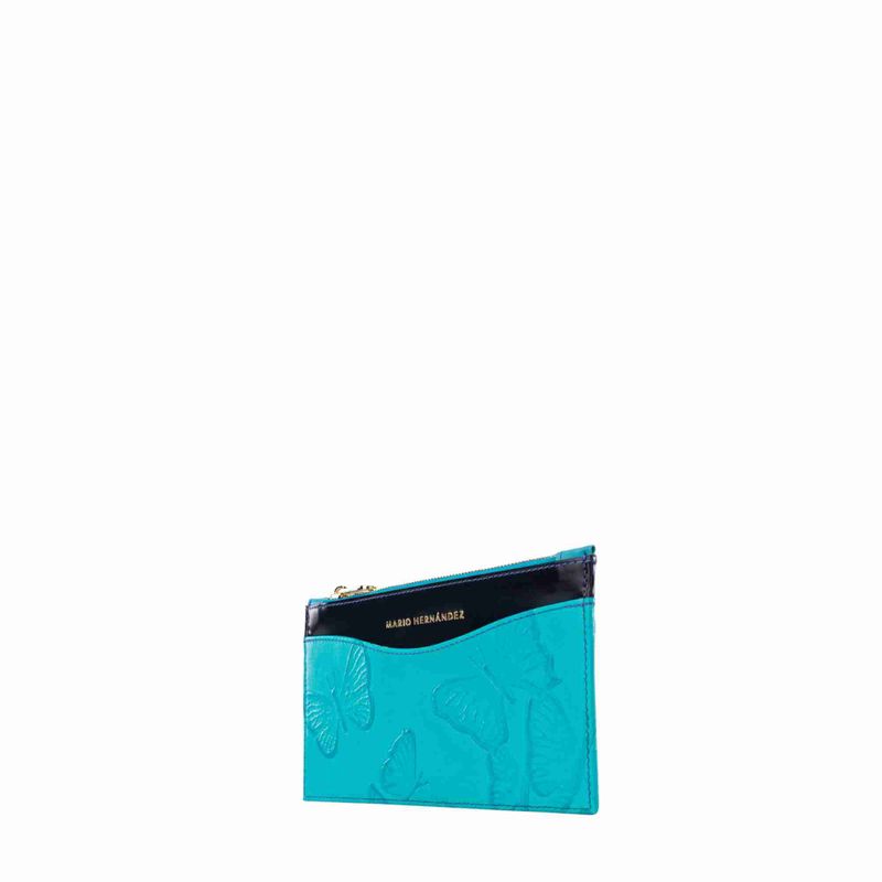 Billetera pouch bruna aqua Mariposas
