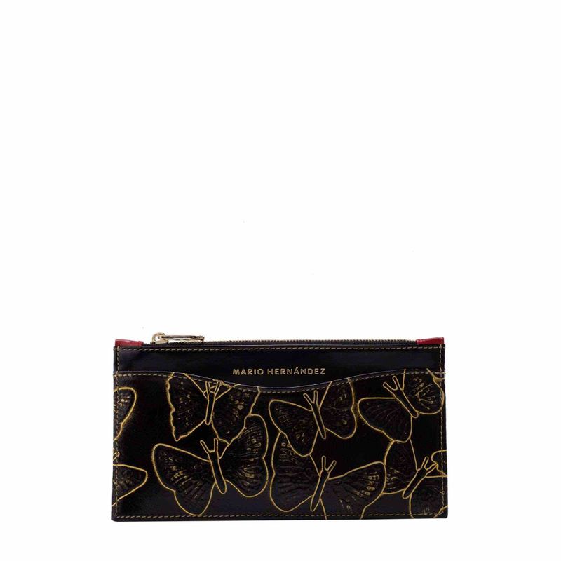 Billetera pouch bruna grafito Mariposas