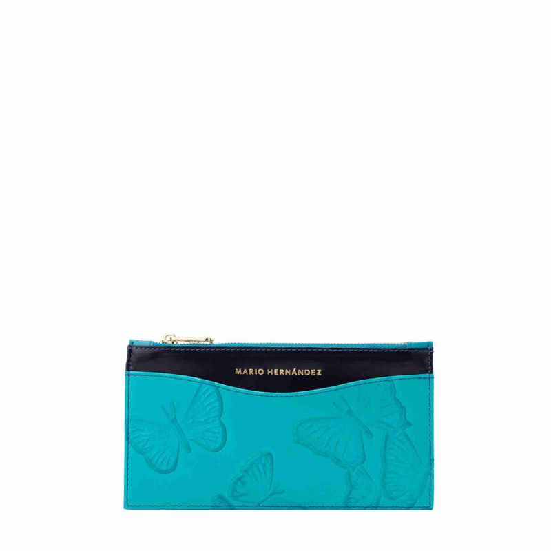 Billetera pouch bruna aqua Mariposas