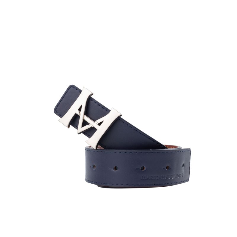 Cinturon hombre casual monograma doble faz 3.5 cm indigo caoba