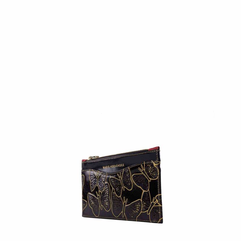 Billetera pouch bruna grafito Mariposas