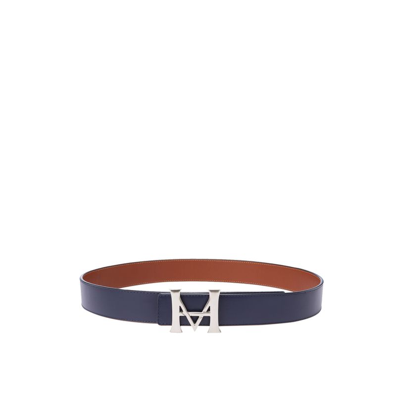 Cinturon monograma doble faz indigo caoba