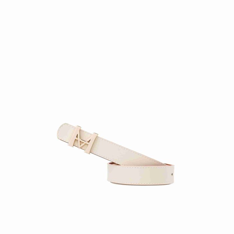 Cinturon mujer casual monograma doble faz 3 cm blanco coñac