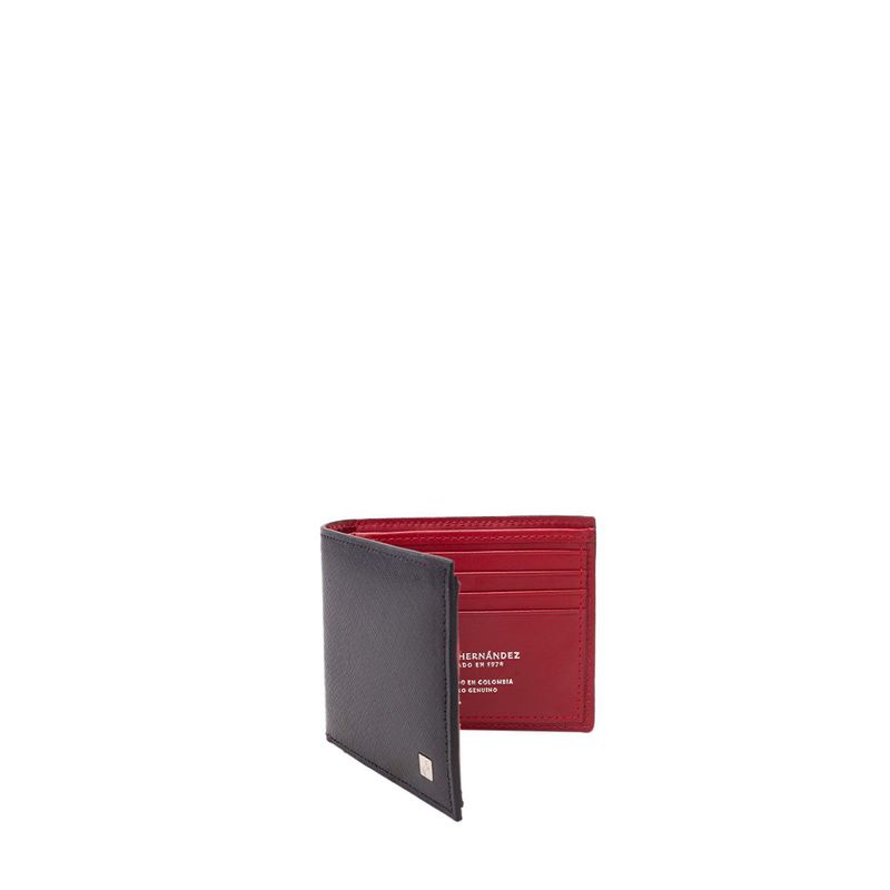 Billetera con inserto lateral nero rosso Roble