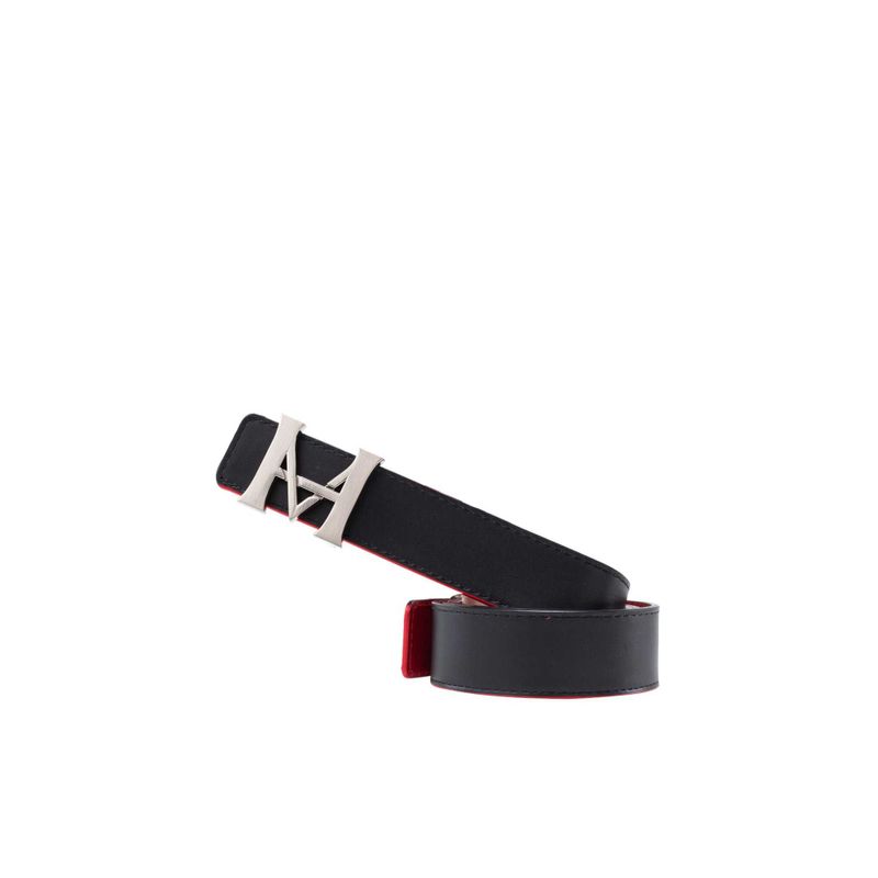 Cinturon hombre casual monograma doble faz 3.5 cm negro cayena