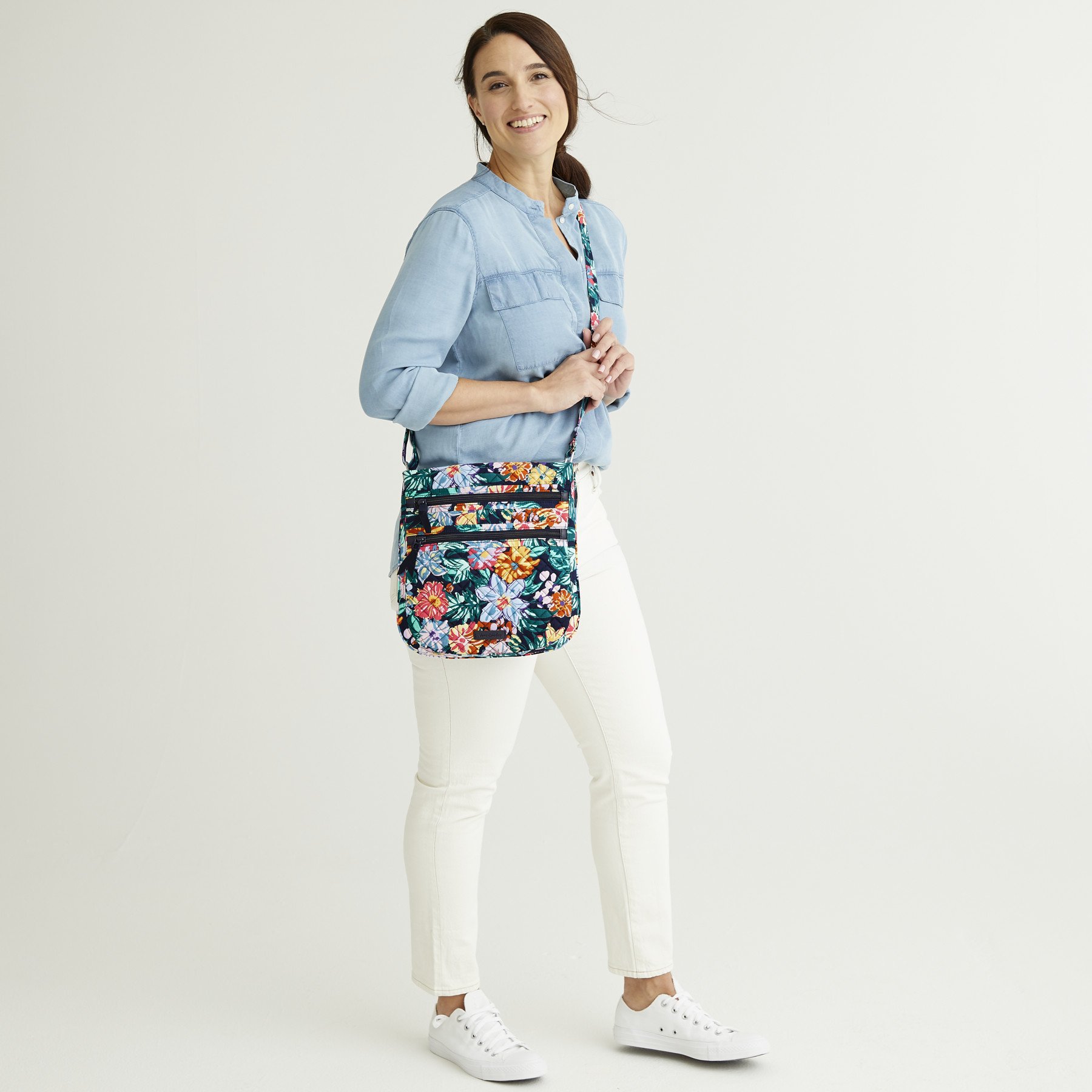 Triple Zip Hipster Crossbody Bag