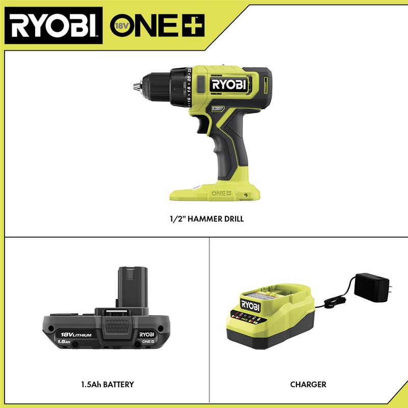 ONE+ 18V Cordless 1/2 Hammer Drill Kit