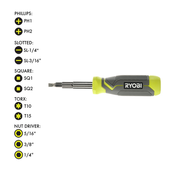 11-in-1 Multi-bit Screwdriver with Cushion Grip Handle