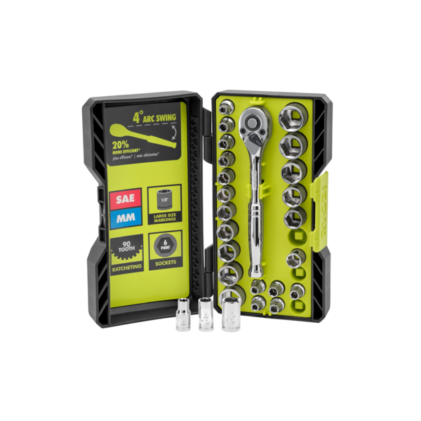 26 PC. 1/4 Drive Ratchet and Socket Set