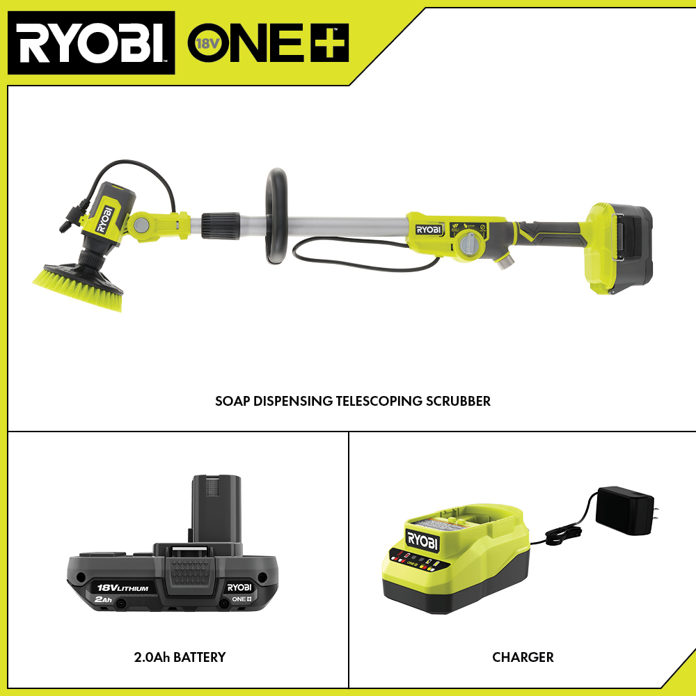 18V ONE+ SOAP DISPENSING TELESCOPING SCRUBBER KIT