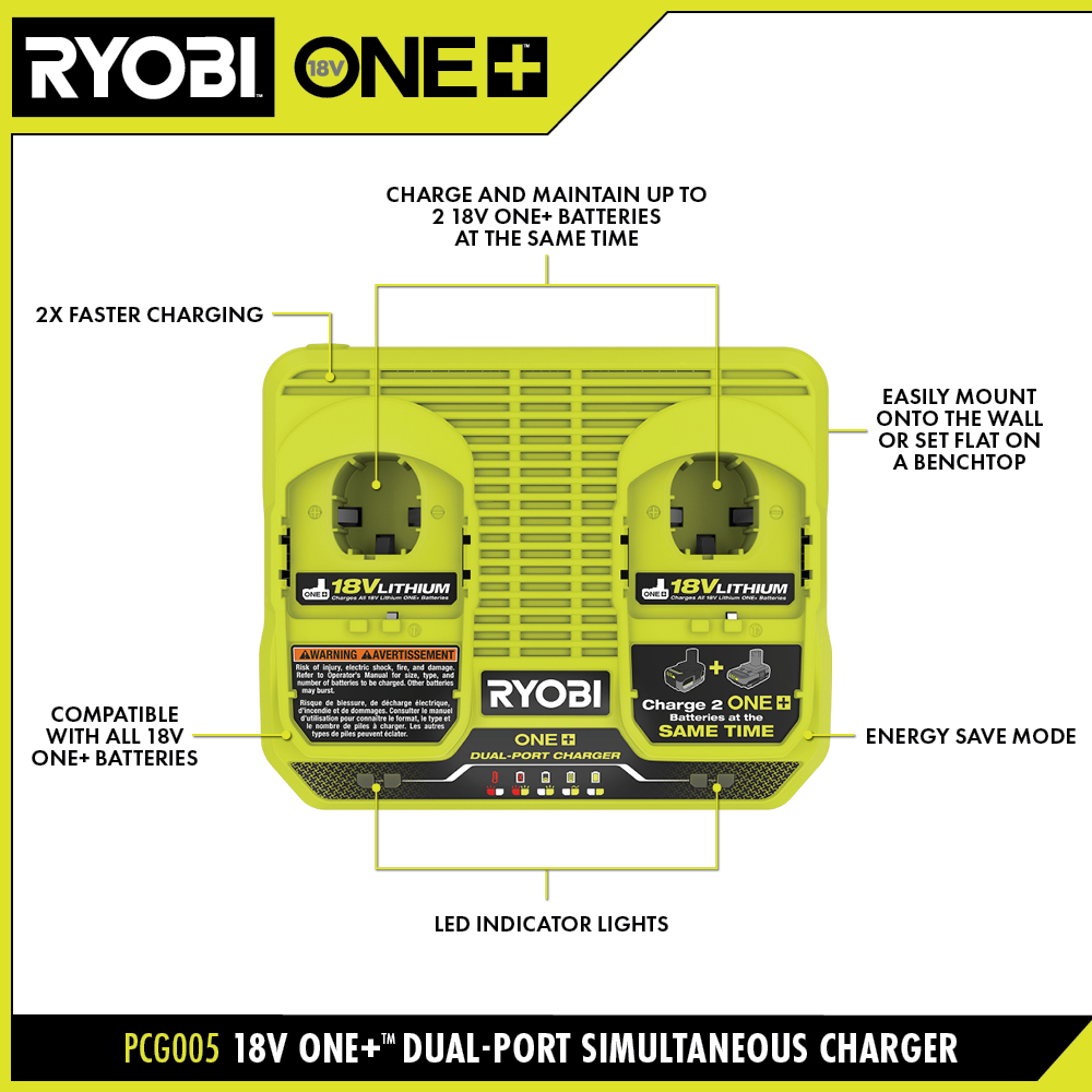 18V ONE+ DUAL-PORT SIMULTANEOUS CHARGER