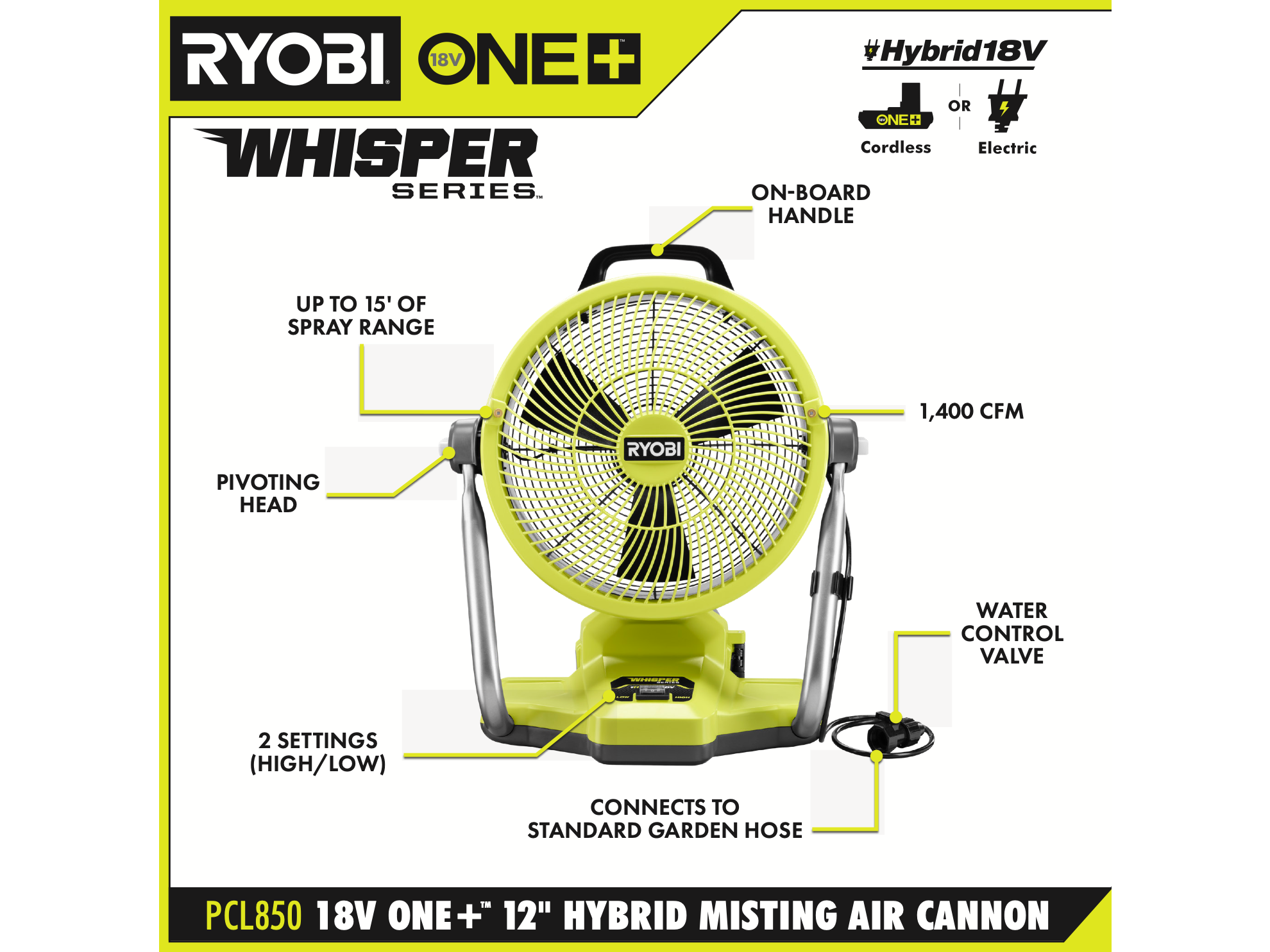 18V ONE+ 12 HYBRID MISTING AIR CANNON