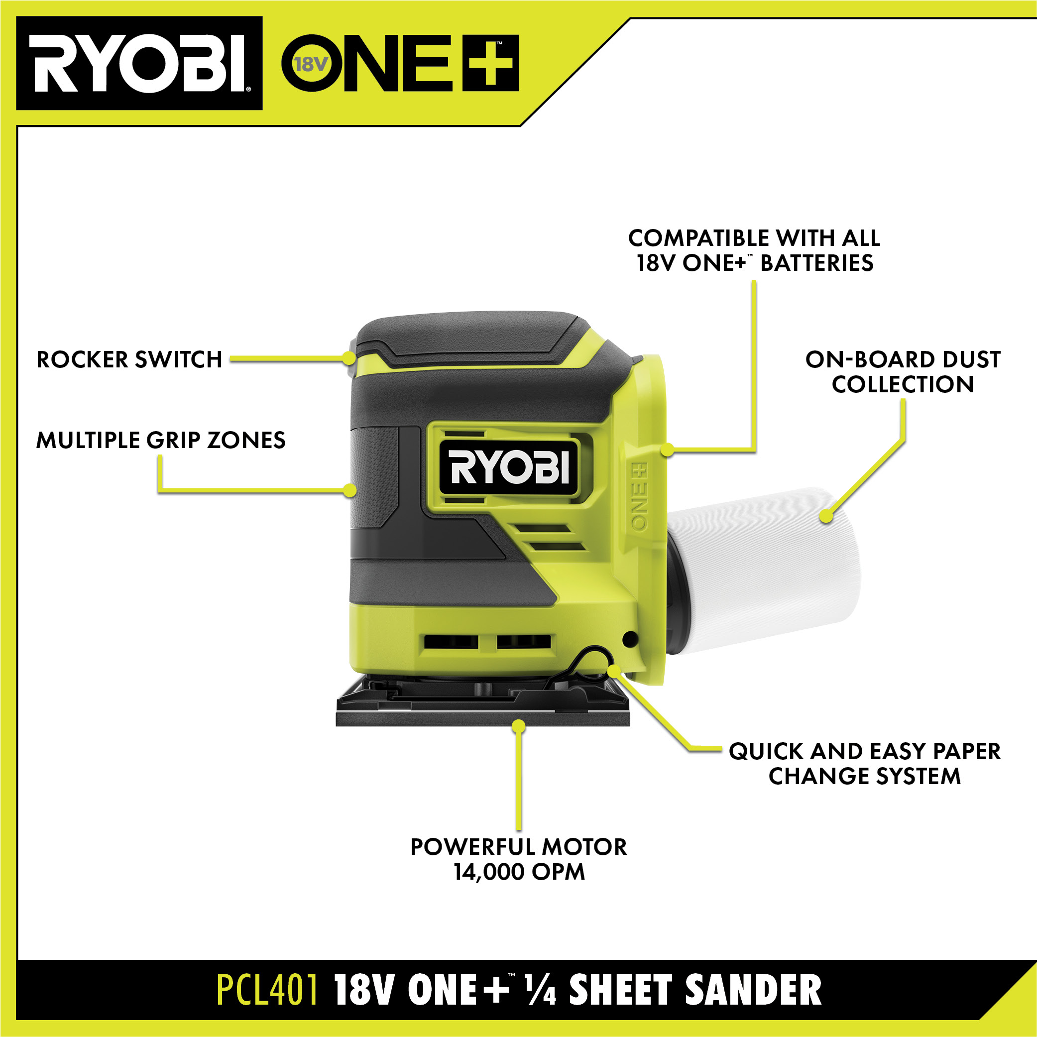18V ONE+ 1/4 SHEET SANDER