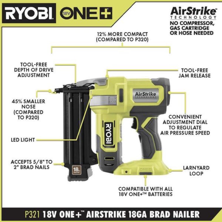 18V ONE+ AirStrike 18GA Brad Nailer Kit