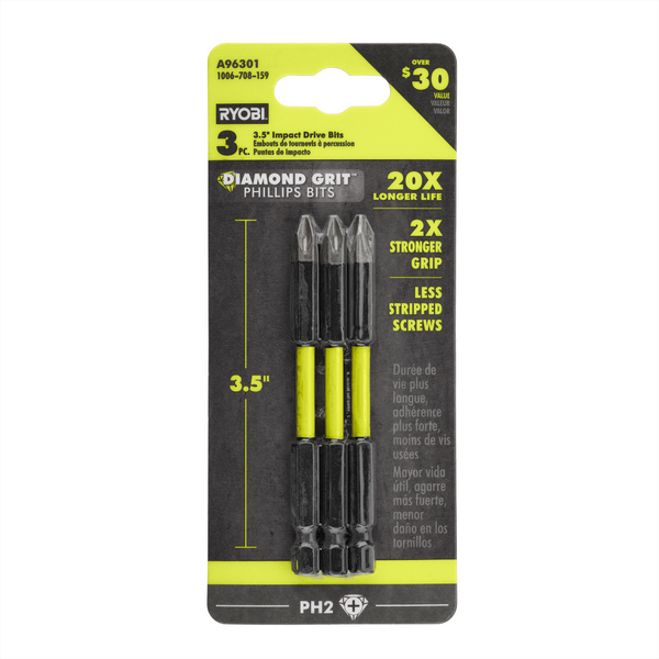 3 PC. 3-1/2 Diamond Grit Impact Drive Bits