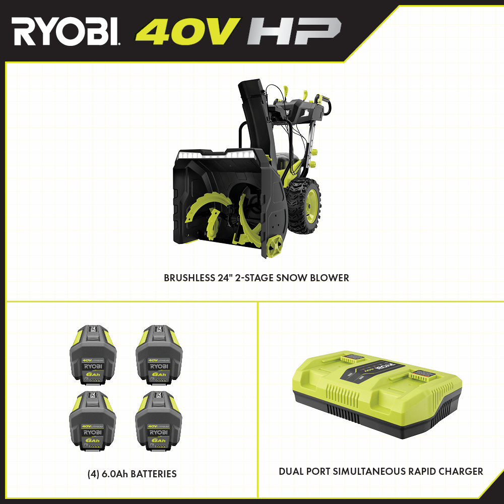 40V HP Brushless Whisper Series 24 Two-Stage Snow Blower Kit