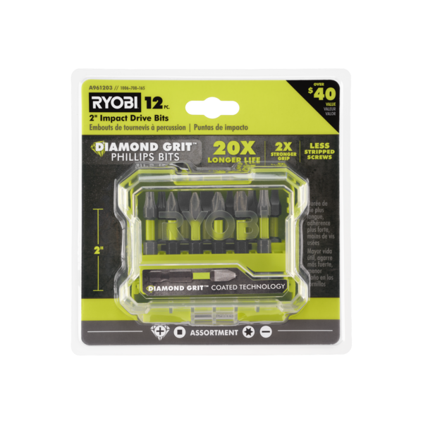 12 PC. 2 Diamond Grit Impact Drive Bits