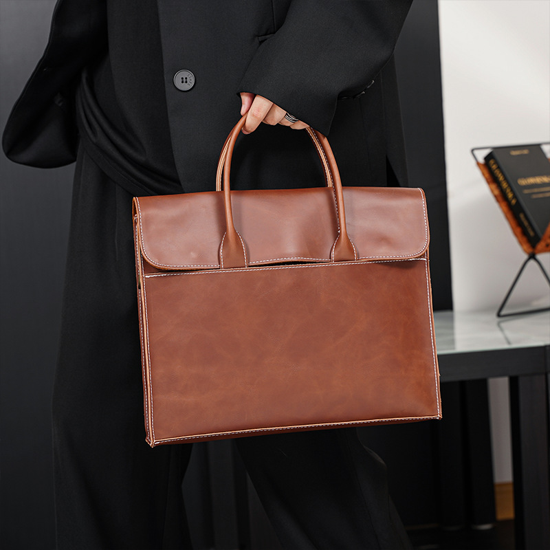 Rugged Leather Computer Laptop Bag Brown strawbby