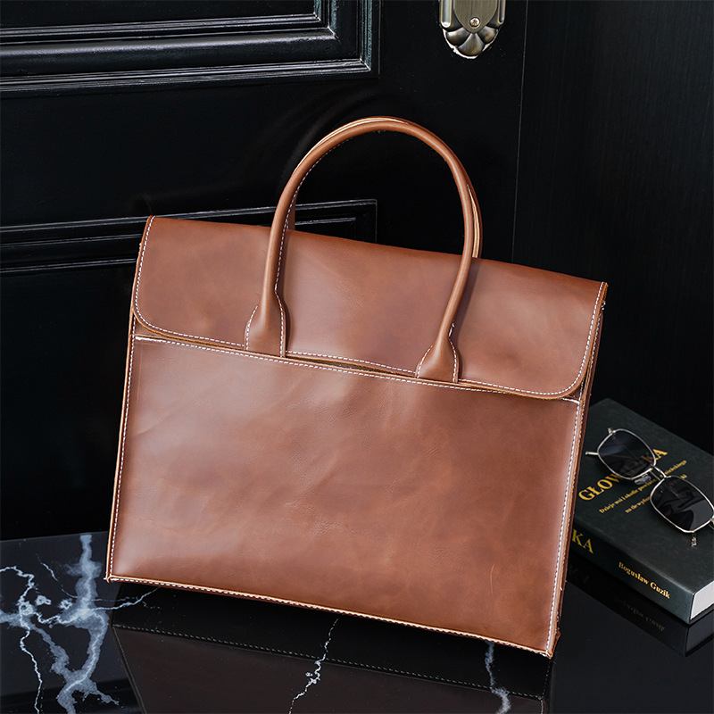 Rugged Leather Computer Laptop Bag Brown strawbby