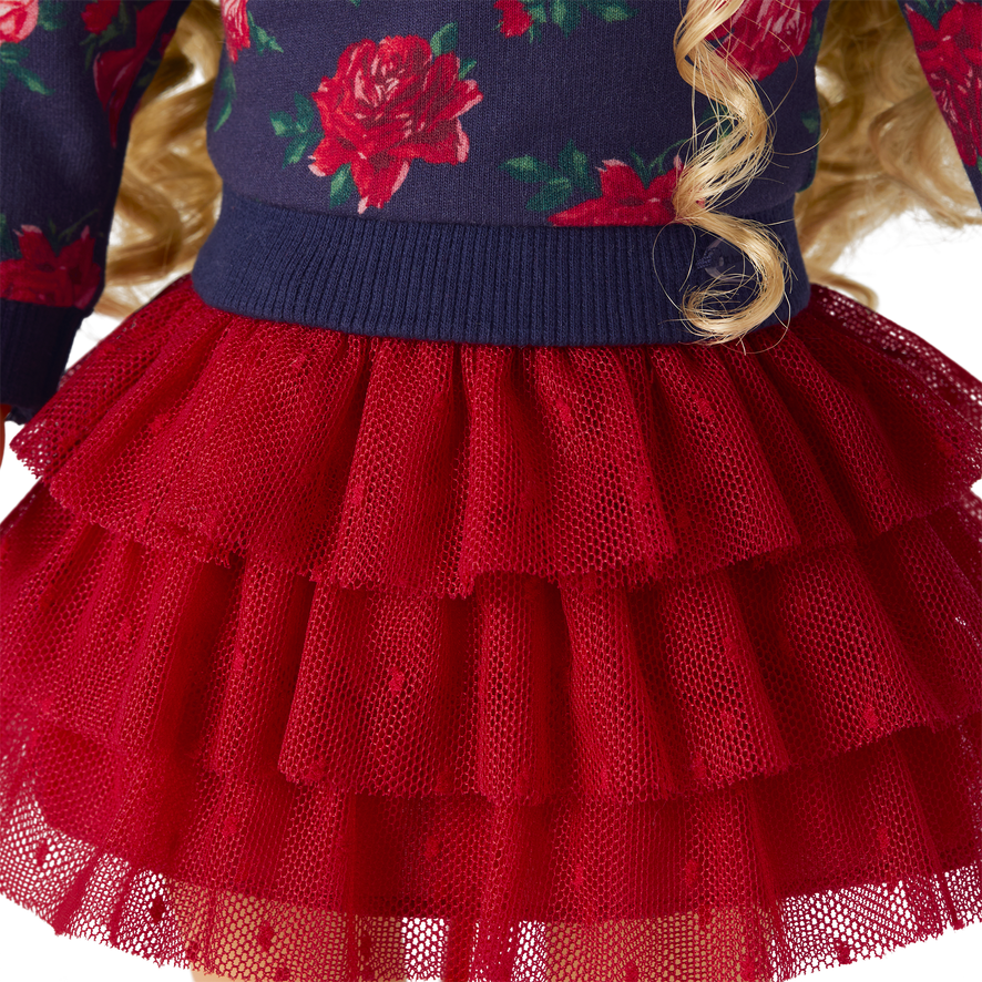 American Girl® x Janie and Jack Rose Red Tulle Skirt for 18-inch Dolls