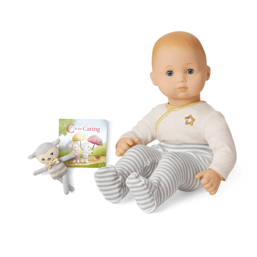 Bitty Baby® Doll #3 in Cloud Gray + Lamb Friend & Board Book