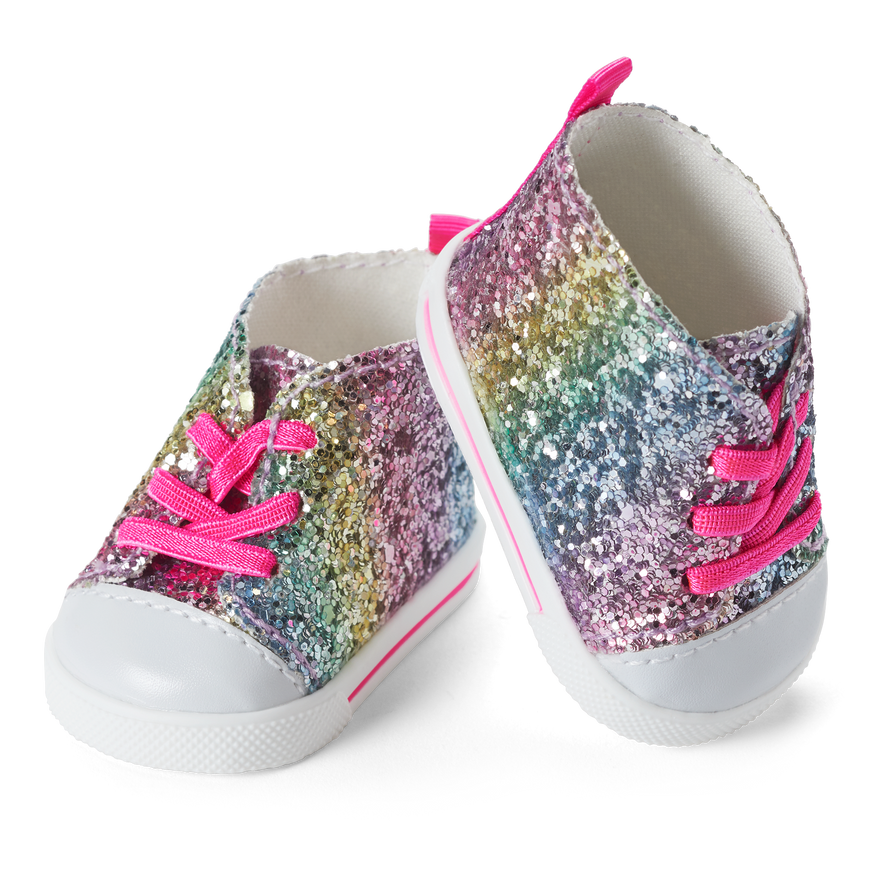 Rainbow Glitter High Tops for 18-inch Dolls