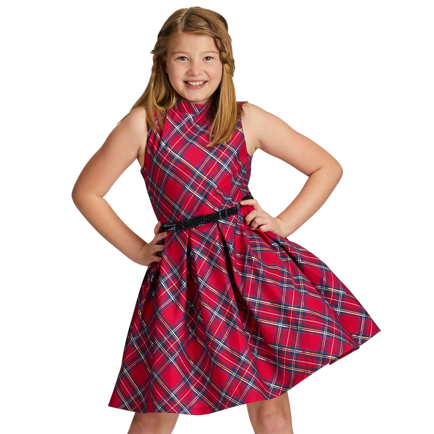 Pretty Plaid Christmas Dress for Girls