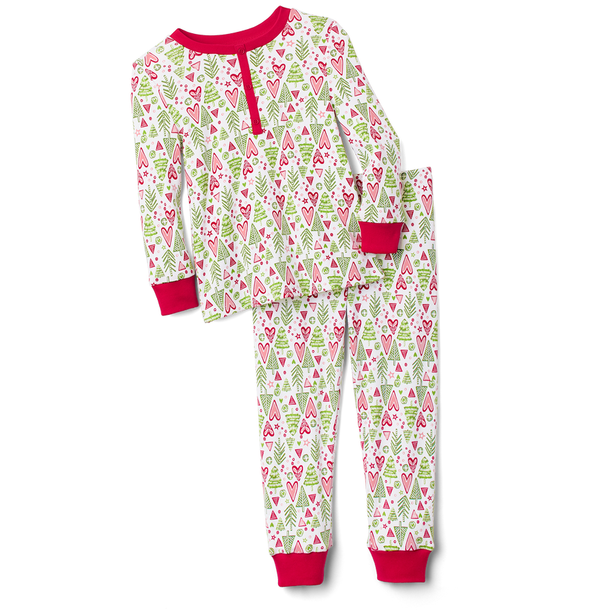 Hearts & Pines Holiday PJs for Little Girls