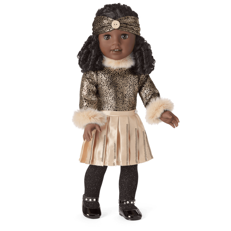 Sparkly Skirt & Fur-Trim Top for 18-inch Dolls