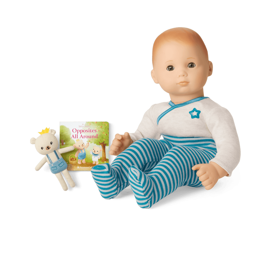 Bitty Baby® Doll #6 in Soft Blue + Bear Friend & Board Book