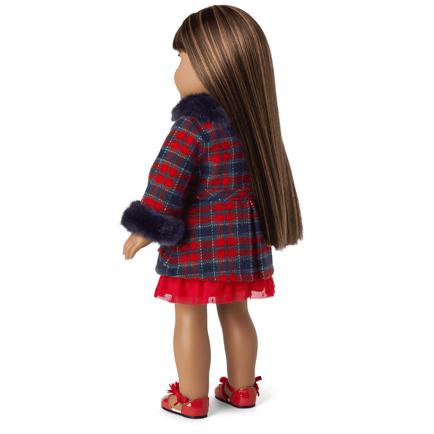 American Girl® x Janie and Jack Fur-Trim Plaid Coat for 18-inch Dolls