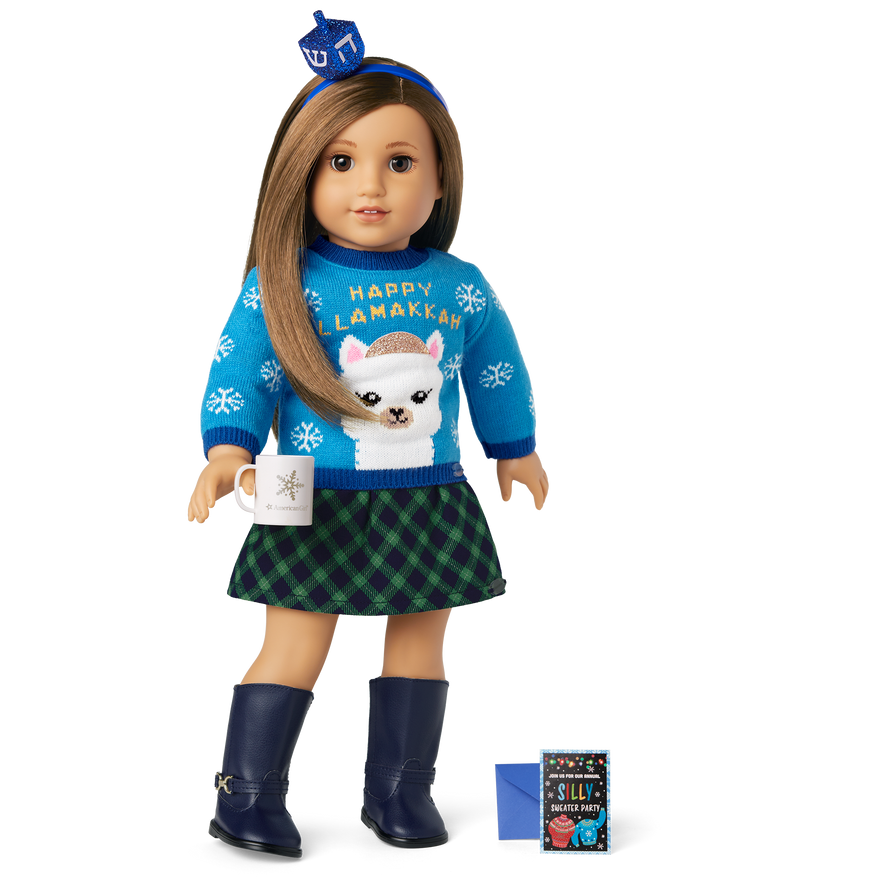 Silly Hanukkah Sweater for 18-inch Dolls