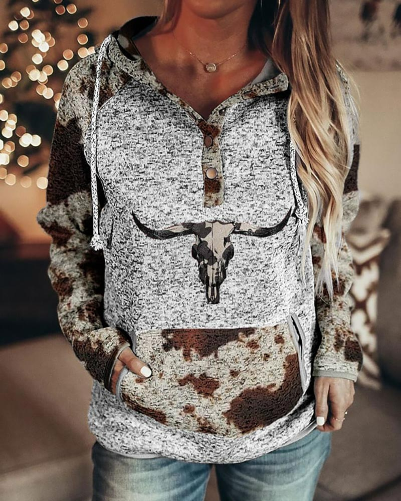 Women's Cow Carhartt Print Hoodie