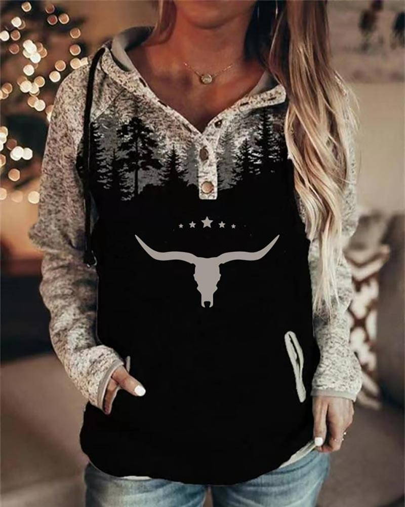 Women's Cow Carhartt Print Hoodie