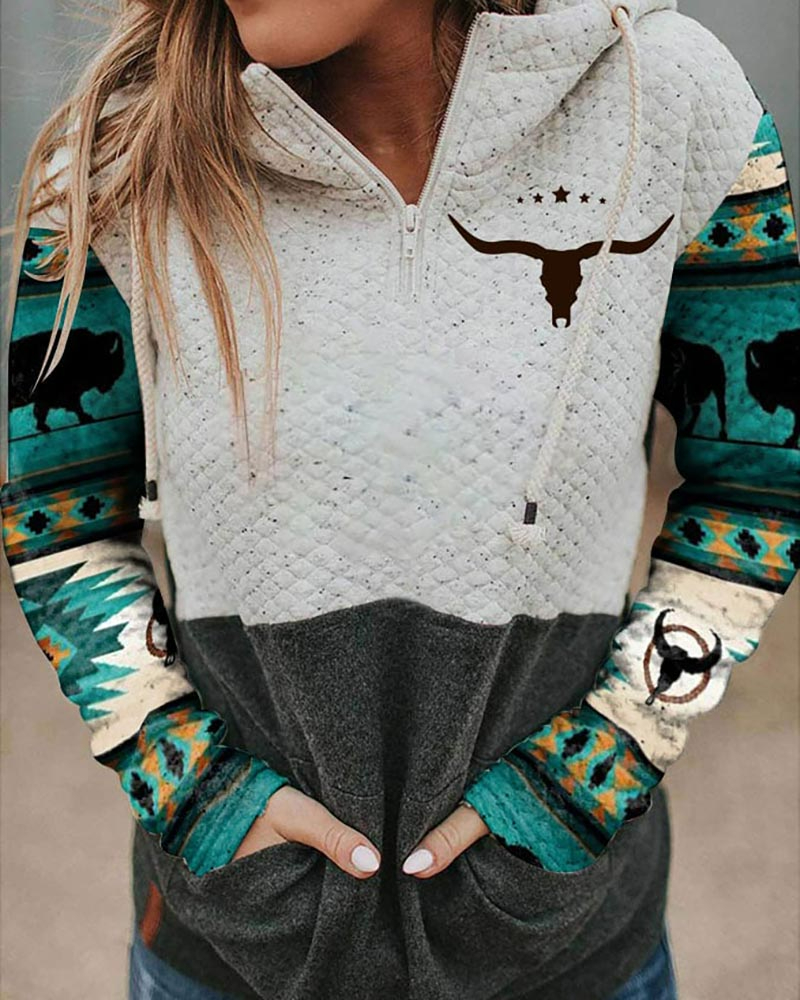 Women's Cow Carhartt Print Hoodie