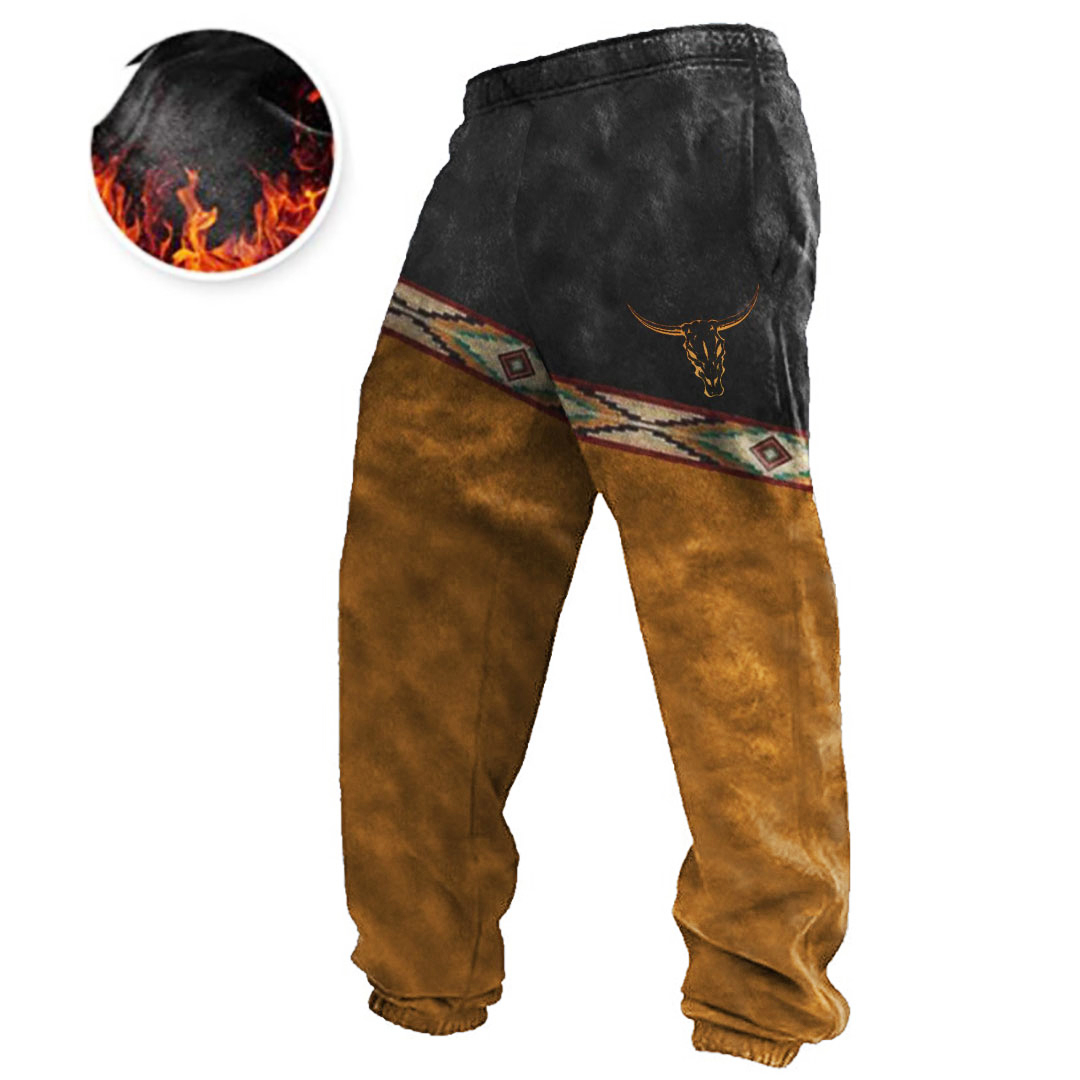 Men's Vintage Print Contrast Sweatpants