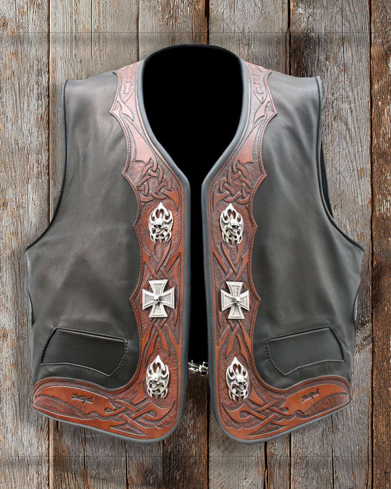 Casual all-match hunting leather waistcoats