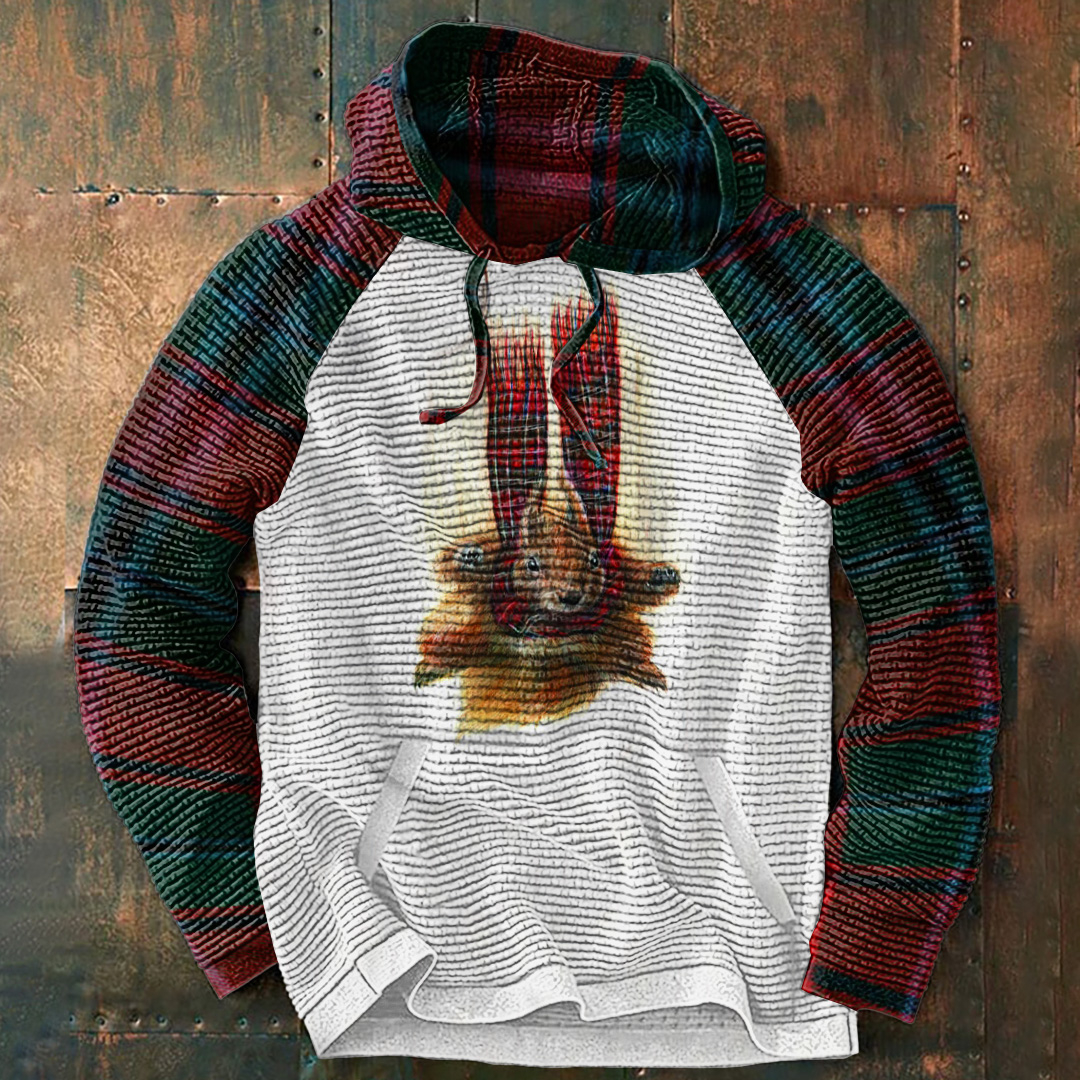 Contrast Highland Cattle Print Slouchy Hoodie