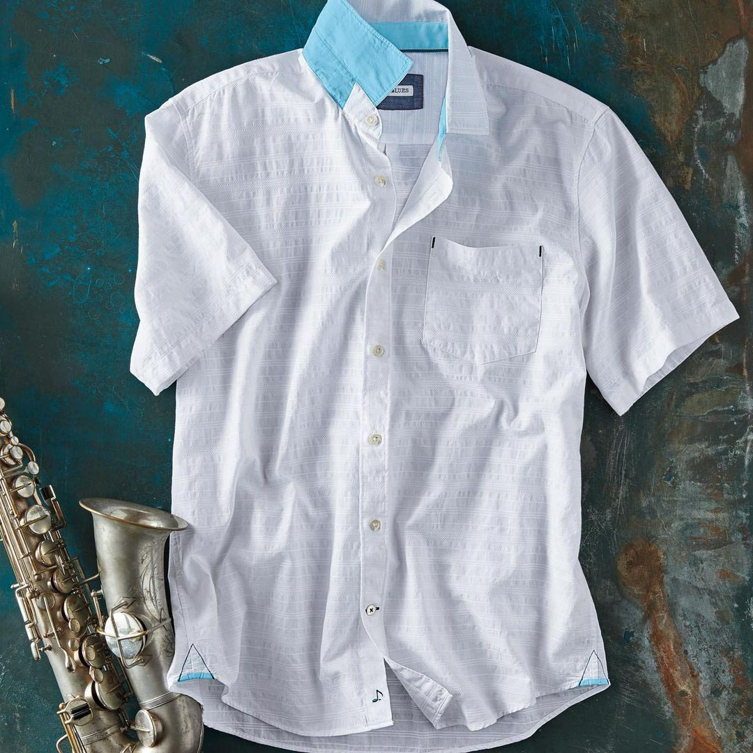 Men's Casual Contrast Color Short Sleeve Shirt