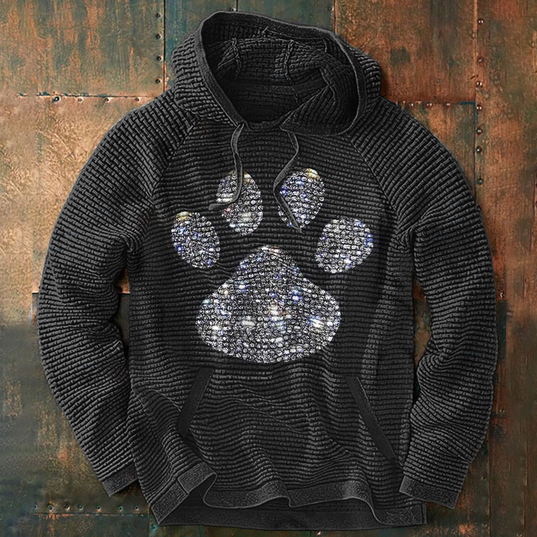 Heart and Dog Paw Print Waffle  Hoodie