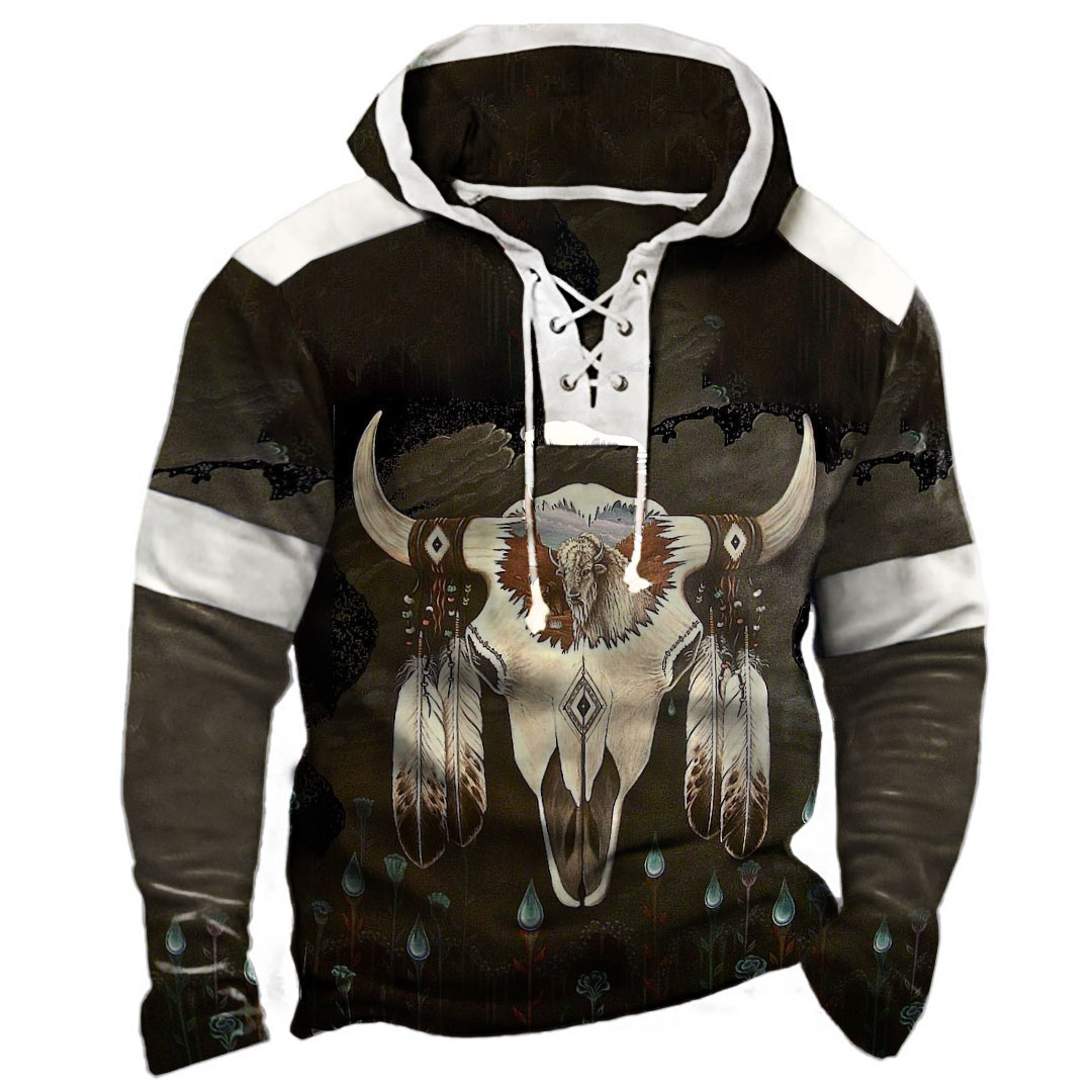 Men's Outdoor Retro Contrast Color Sweatshirt