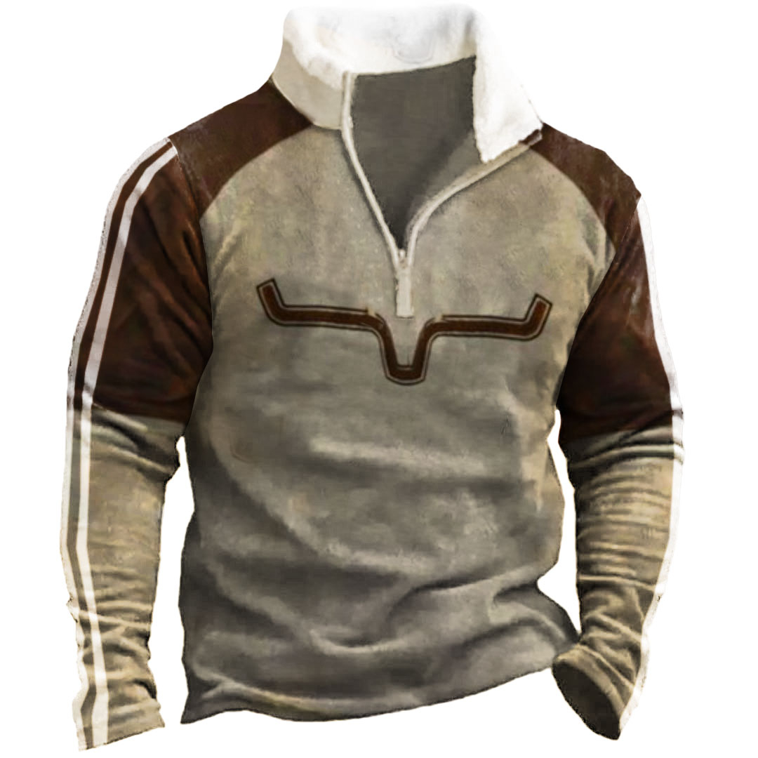 Men's Outdoor Retro Contrast Color Sweatshirt
