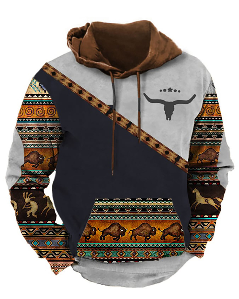 Men's Outdoor Retro Contrast Color Sweatshirt